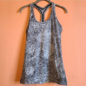 Lululemon Cool Racerback II Luon Spray Jacquard White Black Tank 6